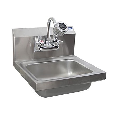 Bk Resources Wall Hung Hand Sink Stainless Steel W/ Sanitimer 1-7/8" Drain BKHS-W-1410-STPG
